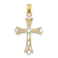 Load image into Gallery viewer, 14K W/ Rhodium Textured Cross Charm
