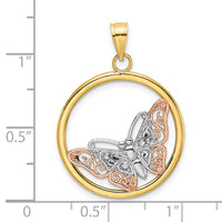 Load image into Gallery viewer, 14k Two-tone w/White Rhodium Butterfly In Round Frame Charm
