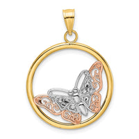 Load image into Gallery viewer, 14k Two-tone w/White Rhodium Butterfly In Round Frame Charm

