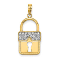 Load image into Gallery viewer, 14k w/Rhodium Lock Charm
