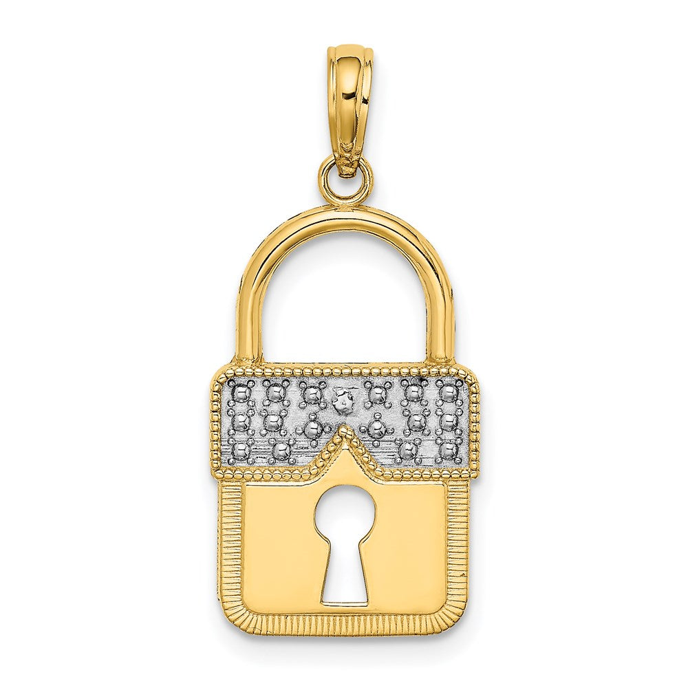 14k w/Rhodium Lock Charm