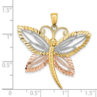Load image into Gallery viewer, 14k Two-tone with White Rhodium Dragonfly w/Beaded D/C Wings Charm
