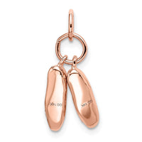 Load image into Gallery viewer, 14K Rose Gold Polished 3-D Moveable Ballet Slippers Charm
