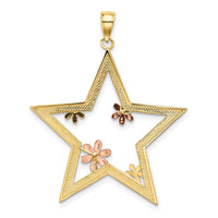Load image into Gallery viewer, 14k Two-tone w/White Rhodium Star w/Flowers Charm
