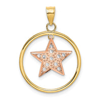 Load image into Gallery viewer, 14k Two-tone w/White Rhodium Star in Frame Moveable Charm

