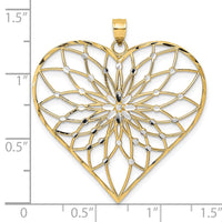 Load image into Gallery viewer, 14k with White Rhodium Diamond-cut Large Filigree Heart Pendant
