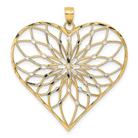 Load image into Gallery viewer, 14k with White Rhodium Diamond-cut Large Filigree Heart Pendant
