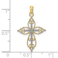 Load image into Gallery viewer, 14K W/ Rhodium Beaded Cross Charm
