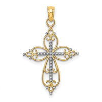 Load image into Gallery viewer, 14K W/ Rhodium Beaded Cross Charm

