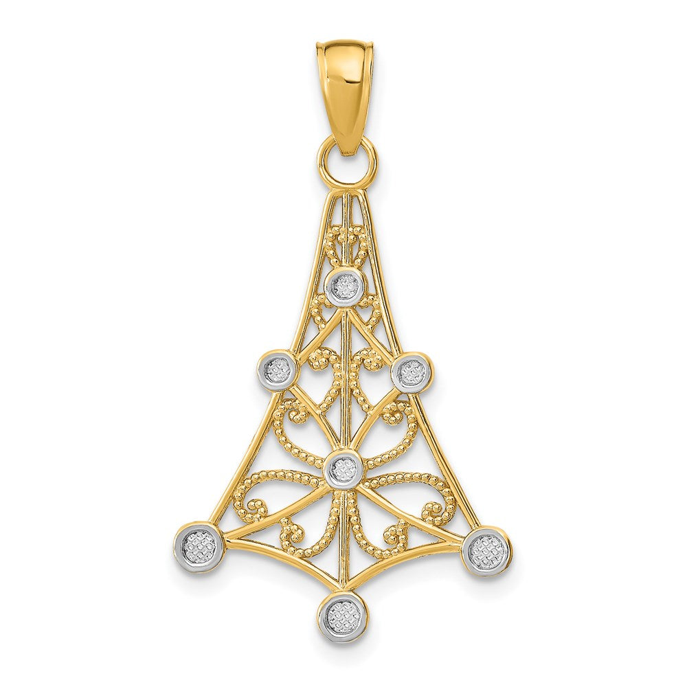 14K w/Rhodium Textured Chandellier Charm