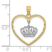Load image into Gallery viewer, 14k&amp; White Rhodium Beaded Heart w/ Dangling Crown Charm
