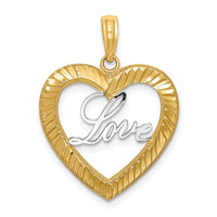 Load image into Gallery viewer, 14k and Rhodium Diamond-cut LOVE Heart Pendant
