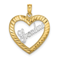 Load image into Gallery viewer, 14k w/ White Rhodium Diamond-cut Heart GRANDMA Charm
