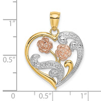 Load image into Gallery viewer, 14k Two-Tone w/ White Rhodium Flower Heart Charm
