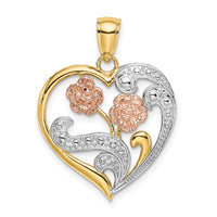 Load image into Gallery viewer, 14k Two-Tone w/ White Rhodium Flower Heart Charm
