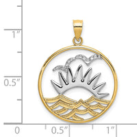 Load image into Gallery viewer, 14K /Rhodium Sunsetand Water In CircleCharm
