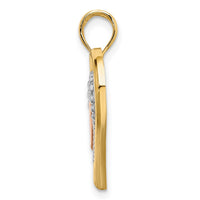 Load image into Gallery viewer, 14k Two-tone White Rhodium Textured and Polished Triple Hearts Charm
