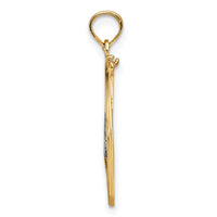 Load image into Gallery viewer, 14k w/Rhodium LIVE LOVE LAUGH Heart Dangling In Circle Charm
