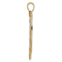 Load image into Gallery viewer, 14k with White Rhodium Diamond-cut Large Heart Pendant
