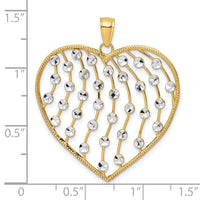 Load image into Gallery viewer, 14k with White Rhodium Diamond-cut Large Heart Pendant
