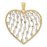Load image into Gallery viewer, 14k with White Rhodium Diamond-cut Large Heart Pendant
