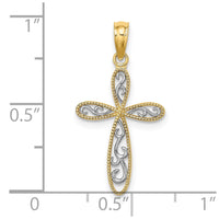 Load image into Gallery viewer, 14K w/ Rhodium Filigree and Milgrain Cross Charm
