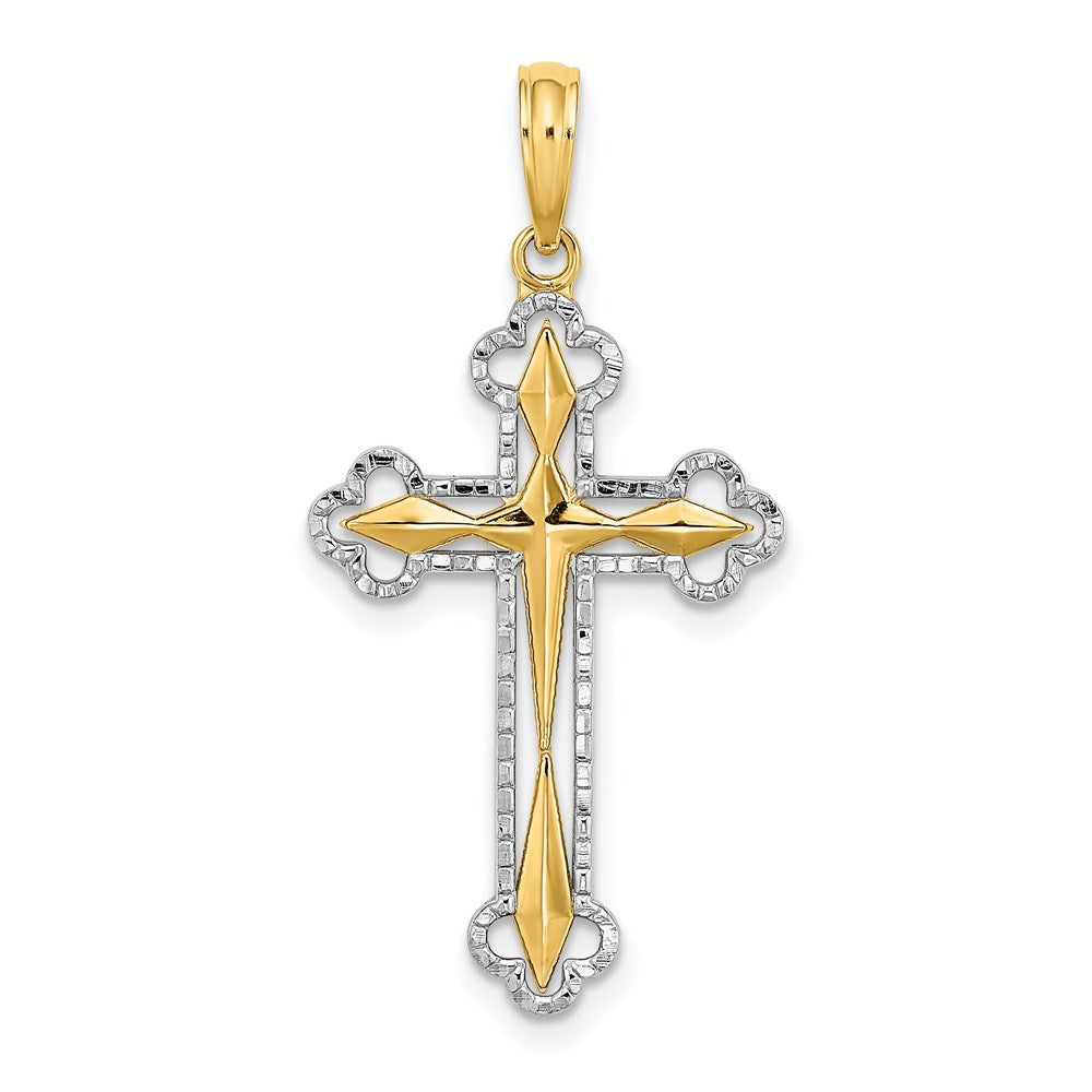 14K W/ Rhodium D/C Reversible Cross Charm