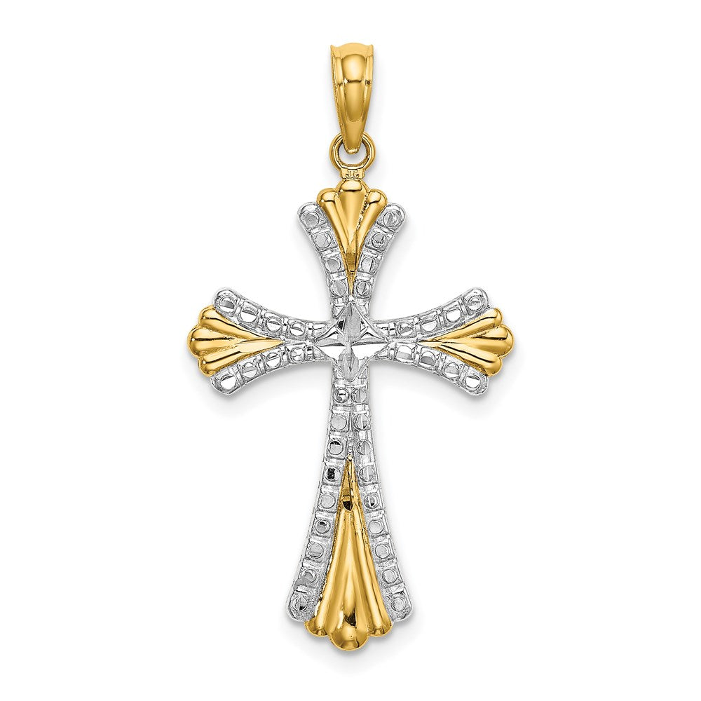 14K w/Rhodium and D/C Reversible Cross Charm