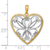Load image into Gallery viewer, 14k w/Rhodium and Filigree Heart Charm
