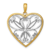 Load image into Gallery viewer, 14k w/Rhodium and Filigree Heart Charm
