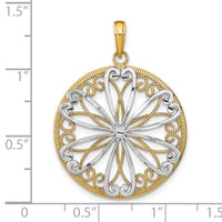 Load image into Gallery viewer, 14K w/Rhodium Filigree Center Round Charm
