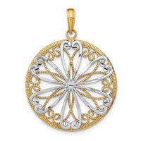 Load image into Gallery viewer, 14K w/Rhodium Filigree Center Round Charm
