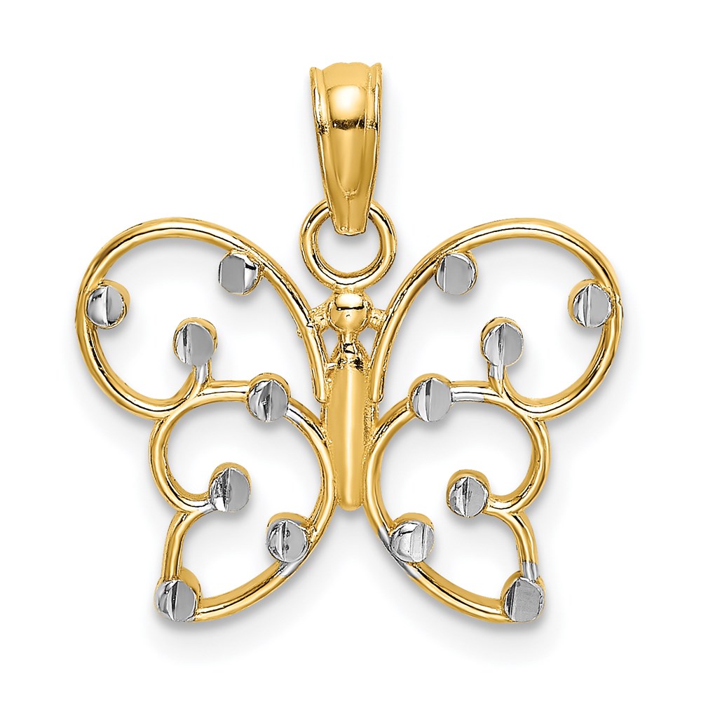 14k w/ Rhodium Butterfly Charm