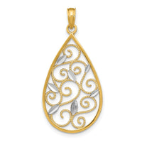 Load image into Gallery viewer, 14K w/Rhodium Beaded Filigree D/C Teardrop Charm
