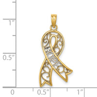 Load image into Gallery viewer, 14k w/Rhodium Filigree Ribbon HOPE Charm
