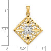 Load image into Gallery viewer, 14K w/Rhodium Flower and Cross Square Charm
