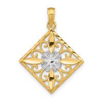 Load image into Gallery viewer, 14K w/Rhodium Flower and Cross Square Charm
