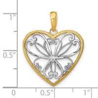 Load image into Gallery viewer, 14k w/Rhodium Filigree Heart Charm
