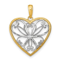 Load image into Gallery viewer, 14k w/Rhodium Filigree Heart Charm
