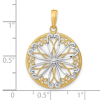 Load image into Gallery viewer, 14K w/Rhodium Filigree Center Round Charm
