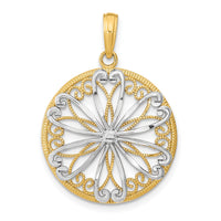 Load image into Gallery viewer, 14K w/Rhodium Filigree Center Round Charm
