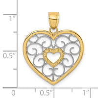 Load image into Gallery viewer, 14k w/ Rhodium Filigree Heart Charm
