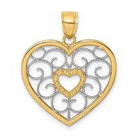 Load image into Gallery viewer, 14k w/ Rhodium Filigree Heart Charm
