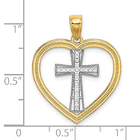 Load image into Gallery viewer, 14K &amp; White Rhodium Heart W/White Cross In Center Charm
