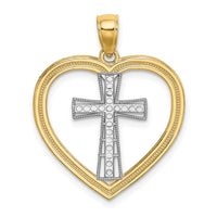 Load image into Gallery viewer, 14K &amp; White Rhodium Heart W/White Cross In Center Charm
