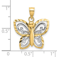 Load image into Gallery viewer, 14k w/ Rhodium Diamond-cut Butterfly Charm
