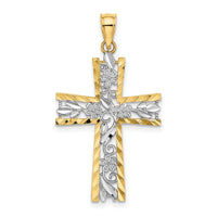 Load image into Gallery viewer, 14K W/ Rhodium and D/C Flower Design Cross Charm
