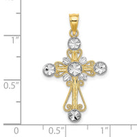 Load image into Gallery viewer, 14K W/ Rhodium D/C Flower Design Cross Charm
