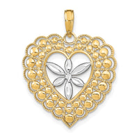Load image into Gallery viewer, 14k w/Rhodium Flower and Beaded Heart Charm
