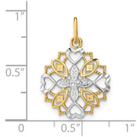Load image into Gallery viewer, 14K w/Rhodium Center Flower and Heart Charm
